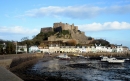 Mont Orgueil Castle at low tide